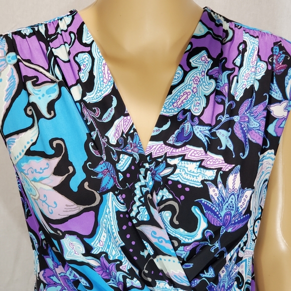 Cache Wrap Print Midi Sleeveless Dress Size 8 - Picture 1 of 13